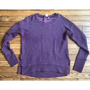 Athleta Coaster Luxe Waffle Sweatshirt Small Purple Long Sleeve Thumbholes